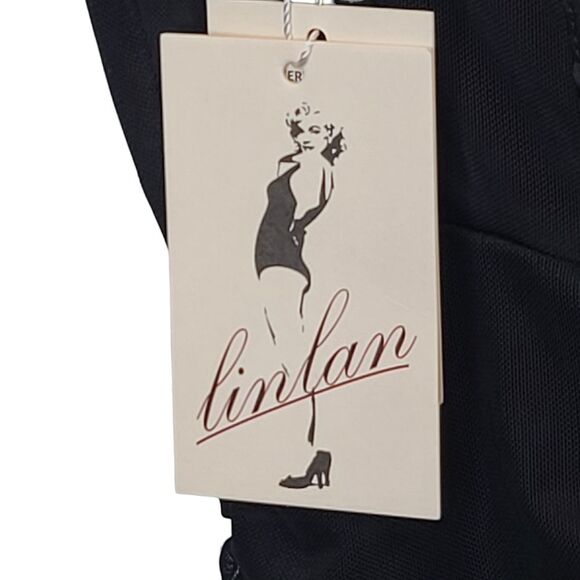 NWT Linlan Women's Black Sleeveless Ruched Corset Bodycon Mini Cocktail Dress XS - Picture 14 of 16